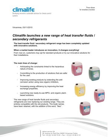 Climalife launches a new range of heat transfer ... - IDS Refrigeration