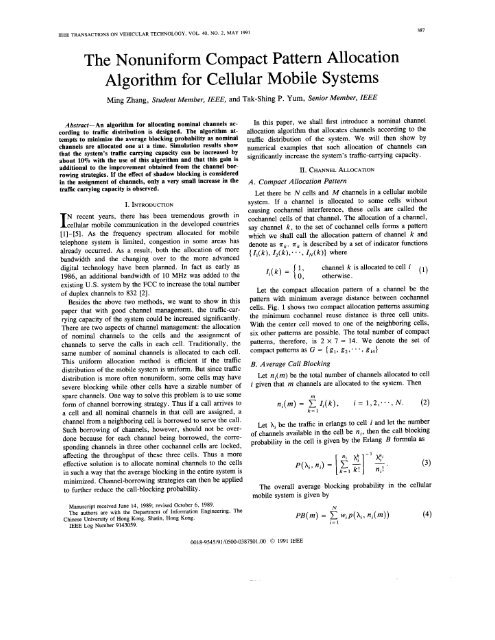 The nonuniform compact pattern allocation algorithm cellular mobile ...