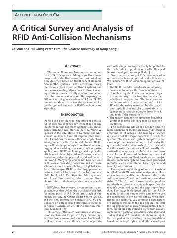 A Critical Survey and Analysis of RFID Anti-Collision Mechanisms