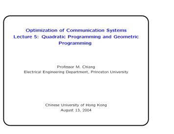 Optimization of Communication Systems Lecture 5: Quadratic ...