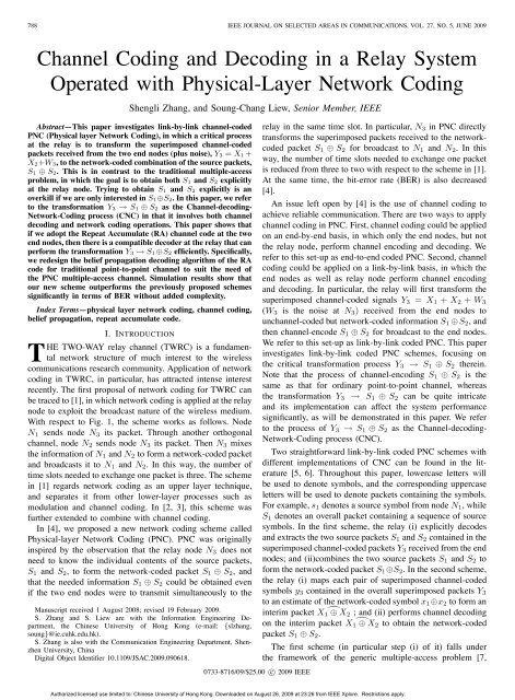 Channel Coding and Decoding in a Relay System Operated with ...