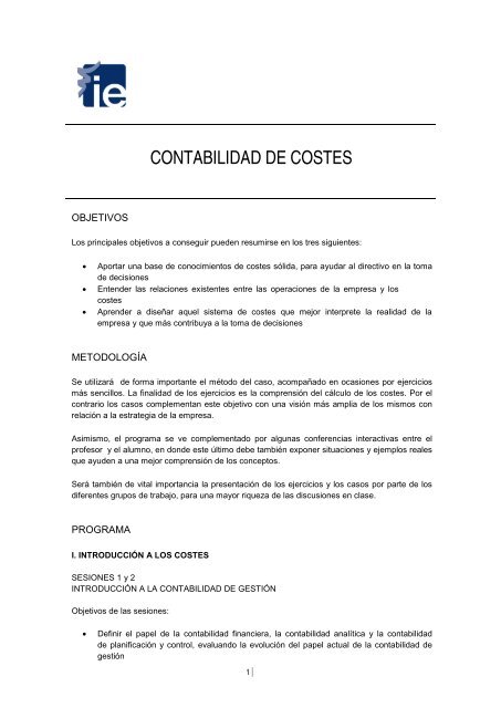 CONTABILIDAD DE COSTES - IE