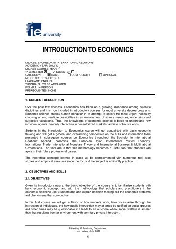 INTRODUCTION TO ECONOMICS - IE
