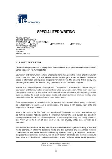 SPECIALIZED WRITING - IE