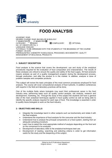 FOOD ANALYSIS - IE