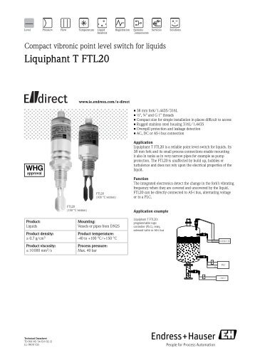 TD Liquiphant T FTL20 (PDF 462,0 kB) - Endress+Hauser Ireland