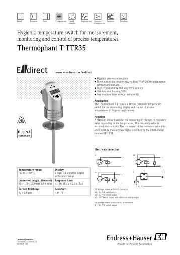 TD Thermophant T TTR35 (PDF 269,0 kB) - Endress+Hauser Ireland