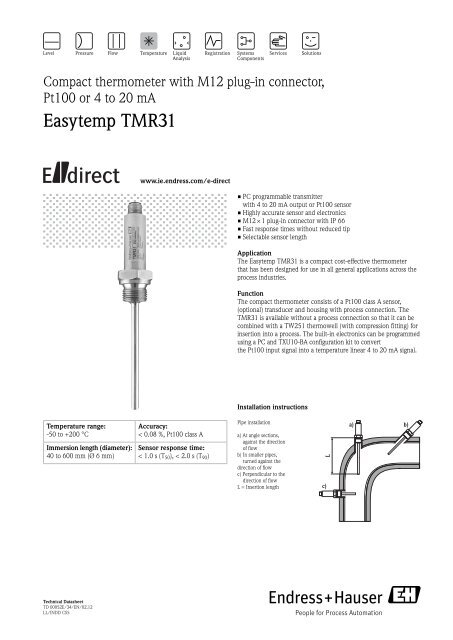 Td Easytemp Tmr31 Pdf 250 0 Kb Endress Hauser Ireland