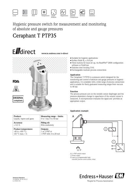 TD Ceraphant T PTP35 (PDF 1,11 MB) - Endress+Hauser Ireland