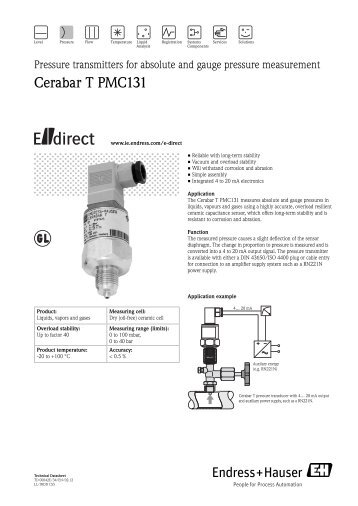 TD Cerabar T PMC131 (PDF 348,0 kB) - Endress+Hauser Ireland