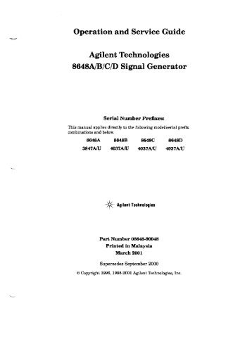 Operation and Service Guide Agilent Technologies 8648A/B/C/D ...