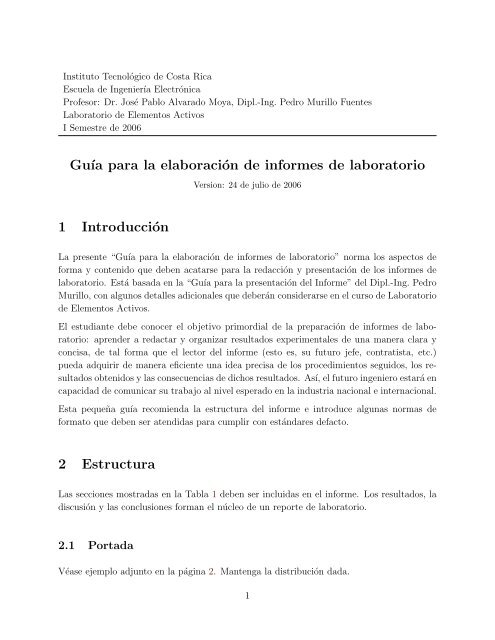 Guia para elaboracion de informes - Escuela de IngenierÃa ...