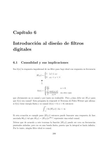 CapÂ´Ä±tulo 6 IntroducciÃ³n al diseËno de filtros digitales