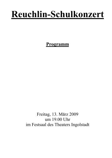 Reuchlin-Schulkonzert Programm - bingo eV