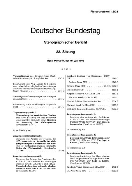 33. Sitzung - Deutscher Bundestag