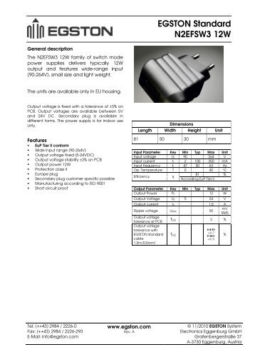 EGSTON Standard N2EFSW3 12W - Industrial Electronics GmbH