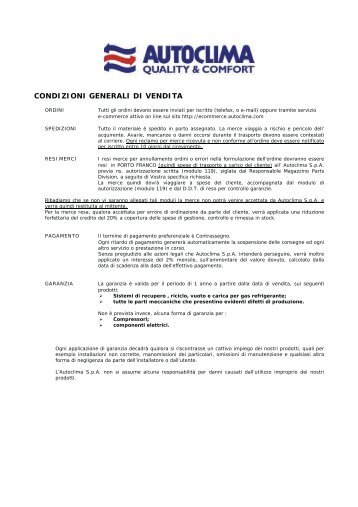 CONDIZIONI GENERALI DI VENDITA