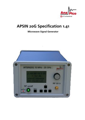 APSIN 20G Specification 1.41
