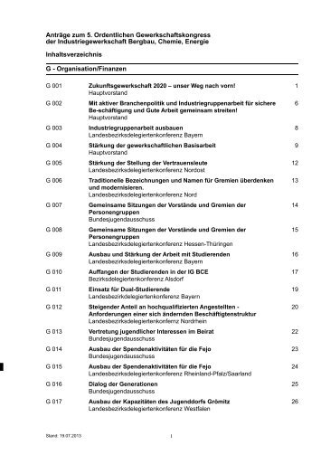 IG BCE AntrÃ¤ge - Chemie Nord