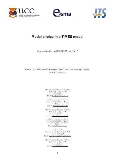 Transport Modal choice in a TIMES model - iea-etsap