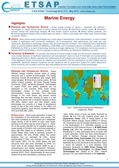 Marine Energy Iea Etsap