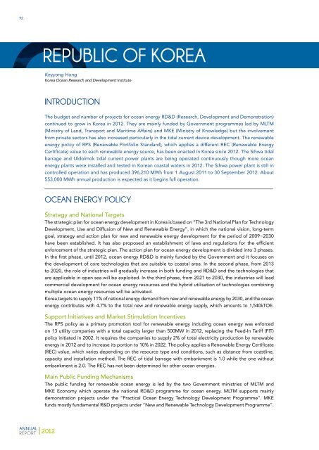 OES Annual Report 2012 - Ocean Energy Systems