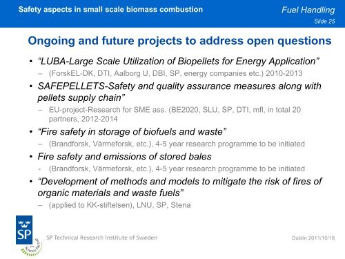 Safety aspects in small scale biomass combustion Jaap Koppejan ...