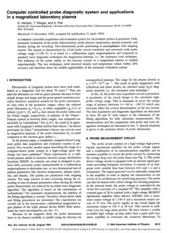 Computer controlled probe diagnostic system and applications in a ...