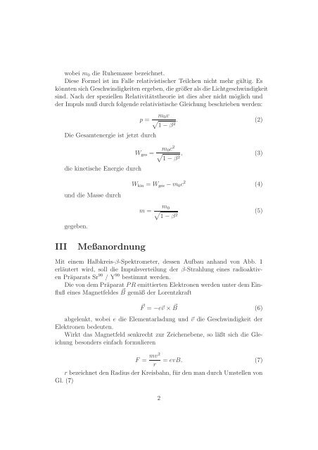 Versuch A07: β-Spektrometer