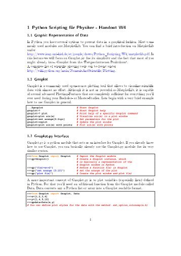 1 Python Scripting für Physiker - Handout W4