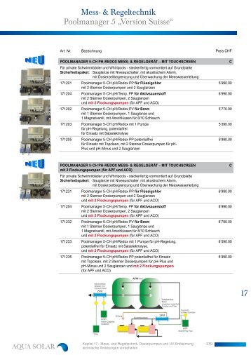 Mess- & Regeltechnik Poolmanager 5 â€žVersion ... - Aqua Solar AG