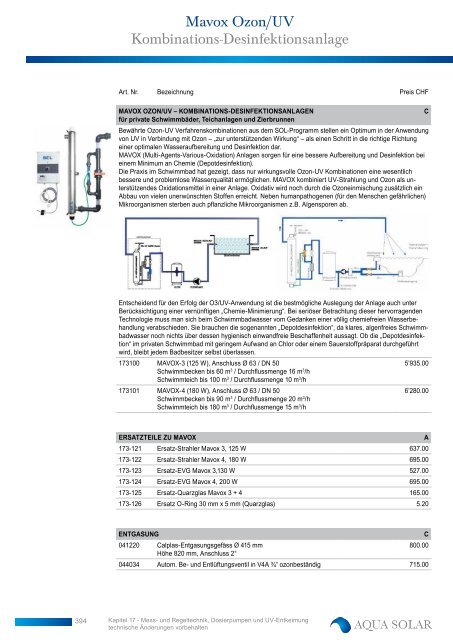 Mess- & Regeltechnik Poolmanager 5 â€žVersion ... - Aqua Solar AG