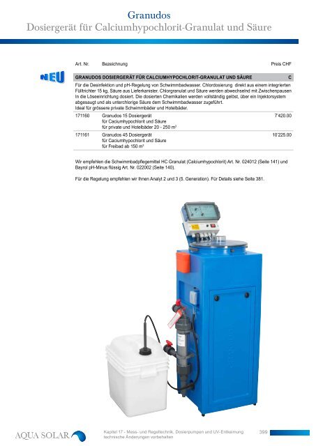 Mess- & Regeltechnik Poolmanager 5 â€žVersion ... - Aqua Solar AG