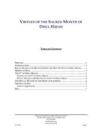 VIRTUES OF THE SACRED MONTH OF DHUL HIJJAH - IECRC