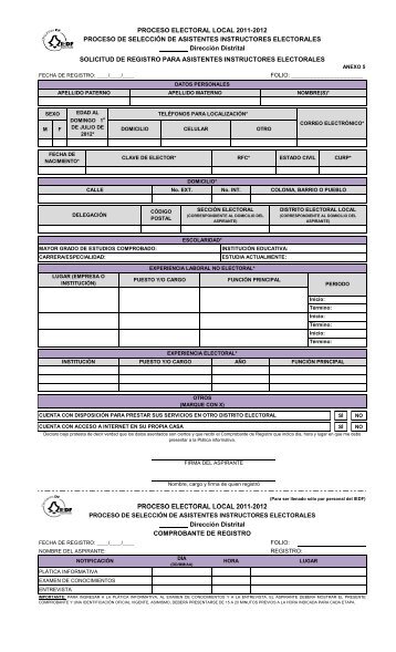 Formato solicitud de registro - Instituto Electoral del Distrito Federal