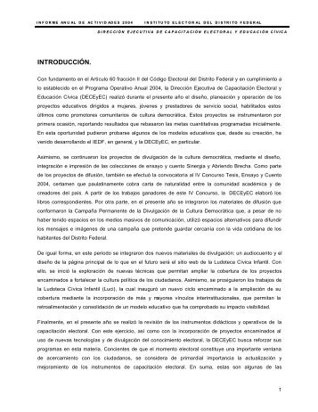 informe anual de actividades correspondiente al aÃ±o 2004, que ...