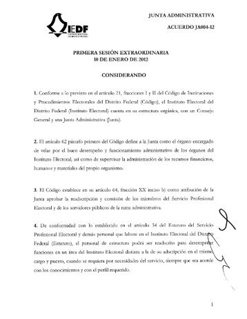 Acuerdo JA004-12 - Instituto Electoral del Distrito Federal