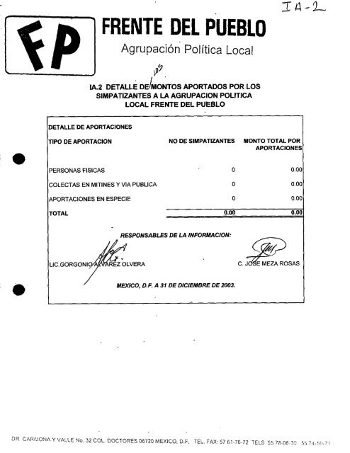 Page 1 FRENTE DEL P'uEDLD AgrupaciÃ³n Politica Local IA ...