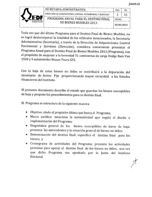 ACUERDO JA049-13 - Instituto Electoral del Distrito Federal