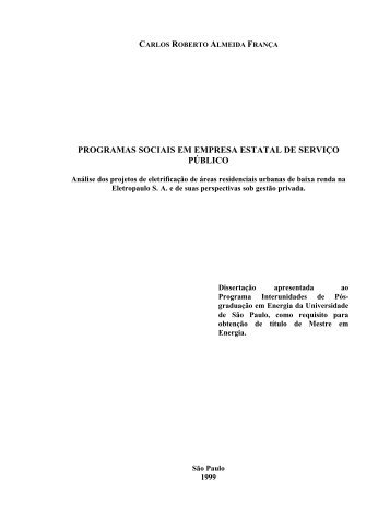 programas sociais em empresa estatal de serviço público - IEE/USP