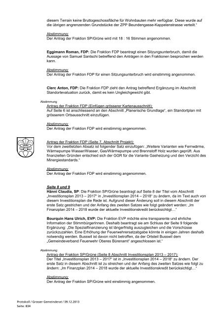 der 26. Sitzung des Grossen Gemeinderates Lyss ... - Gemeinde Lyss