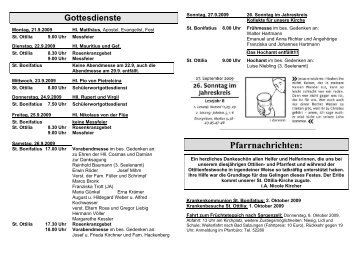 Pfarrnachrichten: - Kirchengemeinde St. Bonifatius Fulda-Horas