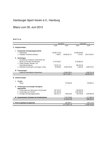 Jahresabschluss zum 30.Juni 2013 Hamburger Sport-Verein ... - HSV