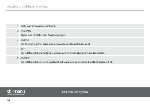 Bedienungsanleitung - Musikhaus Thomann