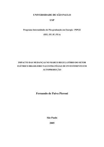 Impacto das mudanças no marco regulatório do setor ... - IEE/USP