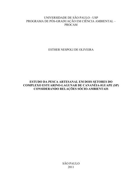 Oliveira, E.N. 2011. Estudo da pesca artesanal em dois setores do ...