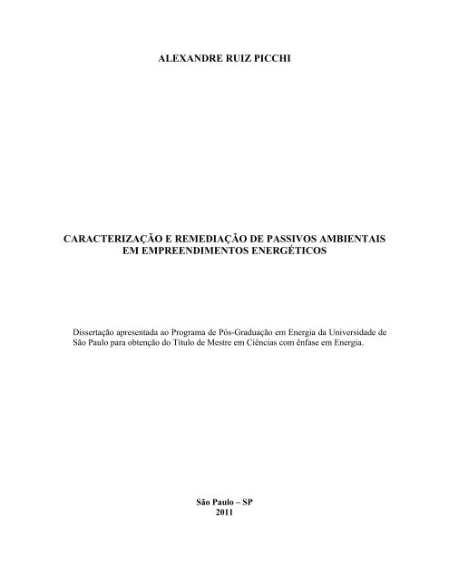 Caracterização e remediação de passivos ambientais em - IEE/USP