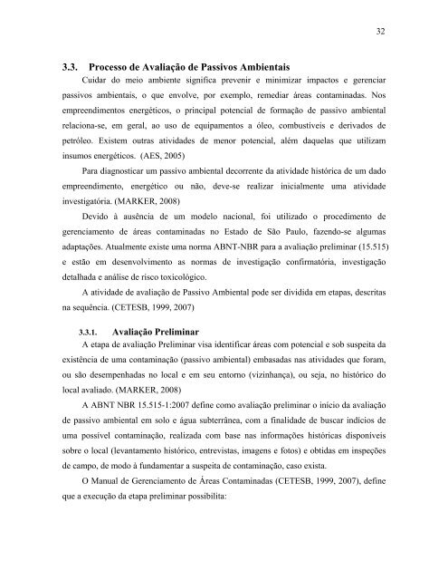 Caracterização e remediação de passivos ambientais em - IEE/USP