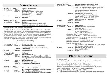 Pfarrnachrichten: - Kirchengemeinde St. Bonifatius Fulda-Horas