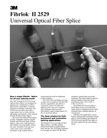 Fibrlokâ¢ II 2529 Universal Optical Fiber Splice - Ieeco.net